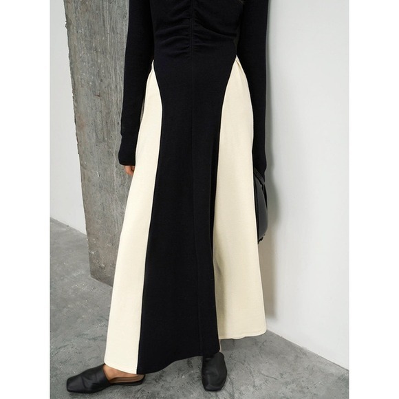 Commense Long Sleeve Maxi Dress Color Block V Neck Casual Elegant - Size XS - Picture 11 of 12